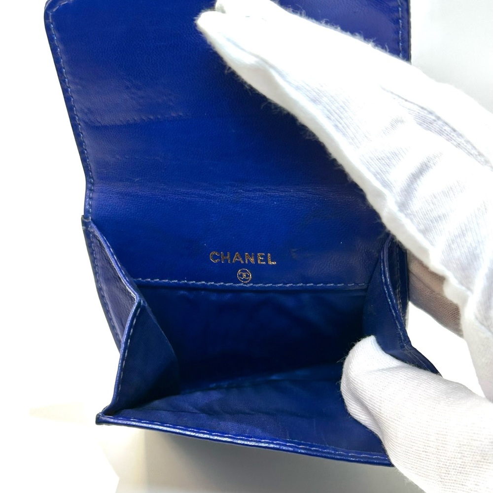 Chanel Blue Cavier Leather Card Wallet with Quilted Logo - Picture 5 of 12
